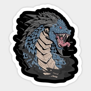 dragon head - blue colour - angry face - dragon boat festival Sticker